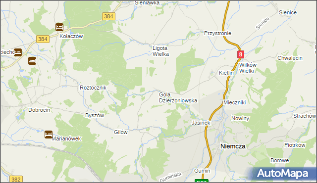 mapa Gola Dzierżoniowska, Gola Dzierżoniowska na mapie Targeo
