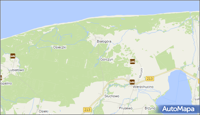 mapa Górczyn gmina Krokowa, Górczyn gmina Krokowa na mapie Targeo