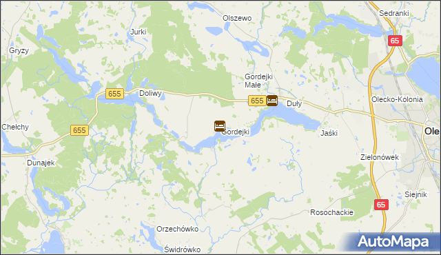 mapa Gordejki, Gordejki na mapie Targeo