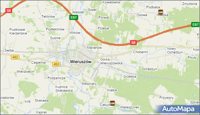 mapa Górka Wieruszowska, Górka Wieruszowska na mapie Targeo