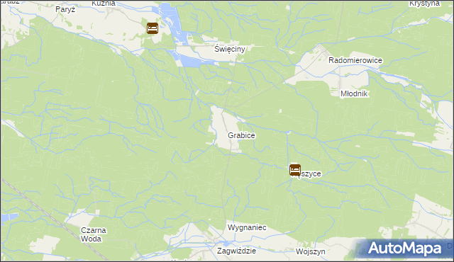 mapa Grabice gmina Murów, Grabice gmina Murów na mapie Targeo