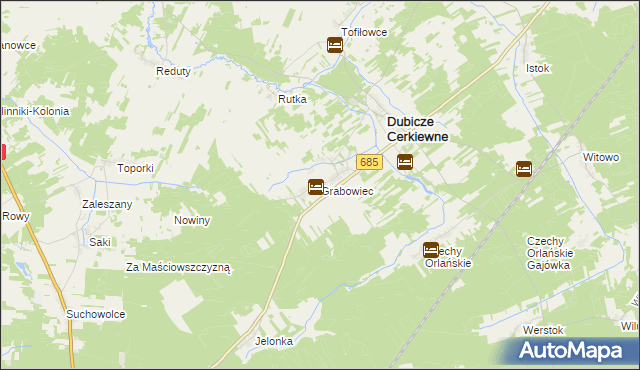 mapa Grabowiec gmina Dubicze Cerkiewne, Grabowiec gmina Dubicze Cerkiewne na mapie Targeo