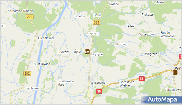 mapa Gryżyce gmina Wińsko, Gryżyce gmina Wińsko na mapie Targeo