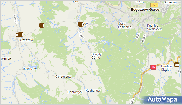 mapa Grzędy Górne, Grzędy Górne na mapie Targeo