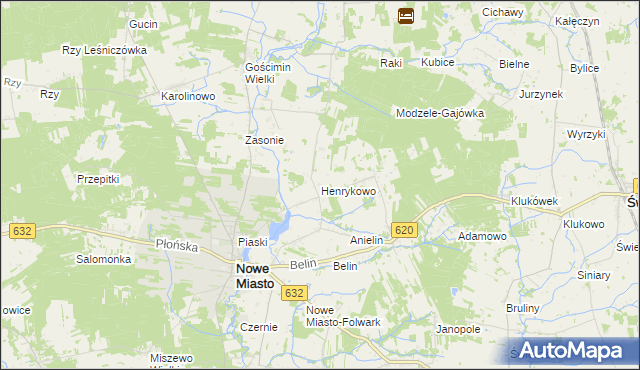 mapa Henrykowo gmina Nowe Miasto, Henrykowo gmina Nowe Miasto na mapie Targeo