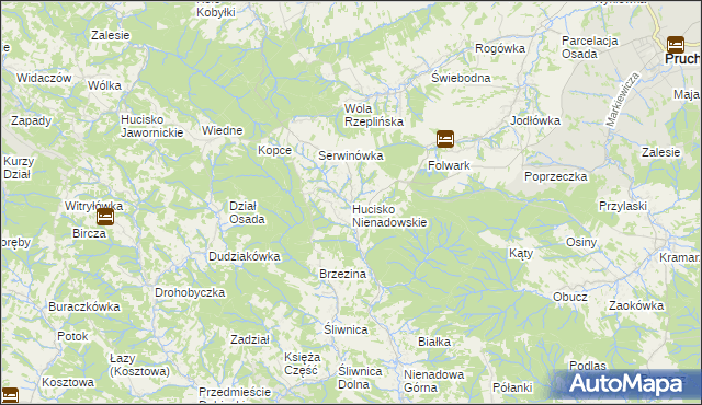 mapa Hucisko Nienadowskie, Hucisko Nienadowskie na mapie Targeo