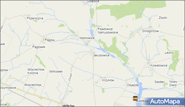 mapa Jakubowice gmina Wilków, Jakubowice gmina Wilków na mapie Targeo