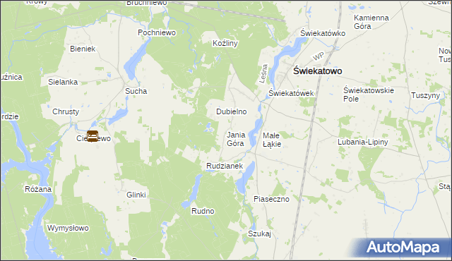 mapa Jania Góra gmina Świekatowo, Jania Góra gmina Świekatowo na mapie Targeo