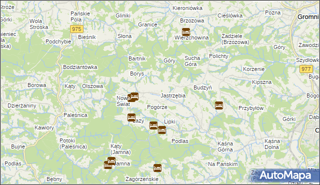 mapa Jastrzębia gmina Ciężkowice, Jastrzębia gmina Ciężkowice na mapie Targeo