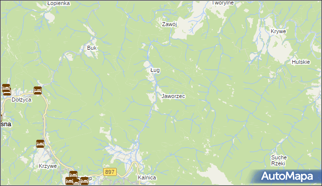 mapa Jaworzec, Jaworzec na mapie Targeo