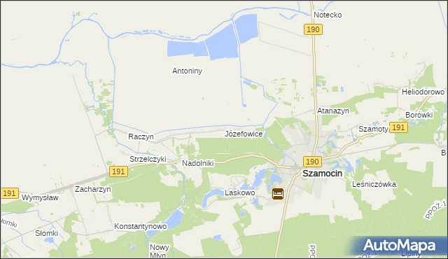 mapa Józefowice gmina Szamocin, Józefowice gmina Szamocin na mapie Targeo