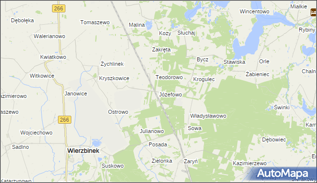 mapa Józefowo gmina Piotrków Kujawski, Józefowo gmina Piotrków Kujawski na mapie Targeo