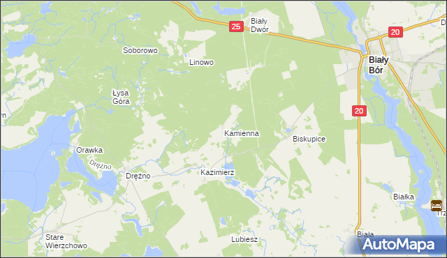 mapa Kamienna gmina Biały Bór, Kamienna gmina Biały Bór na mapie Targeo