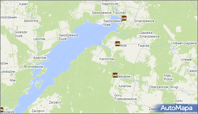mapa Karolinów gmina Tomaszów Mazowiecki, Karolinów gmina Tomaszów Mazowiecki na mapie Targeo