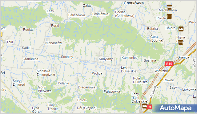mapa Kobylany gmina Chorkówka, Kobylany gmina Chorkówka na mapie Targeo