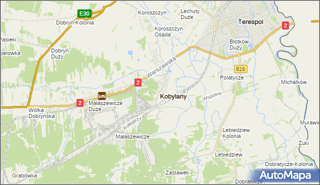 mapa Kobylany gmina Terespol, Kobylany gmina Terespol na mapie Targeo