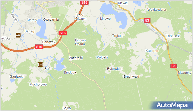 mapa Kołpaki gmina Purda, Kołpaki gmina Purda na mapie Targeo