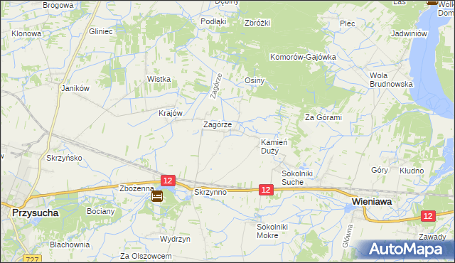 mapa Komorów gmina Wieniawa, Komorów gmina Wieniawa na mapie Targeo