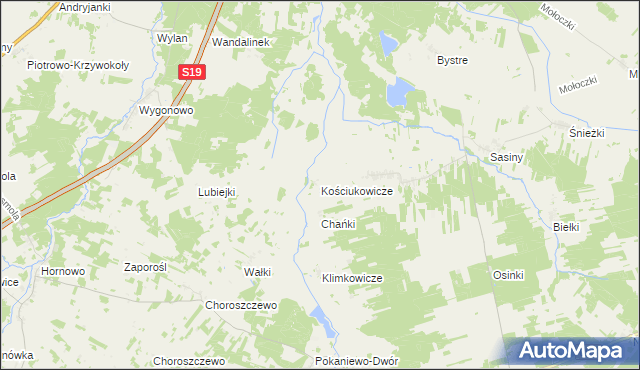 mapa Kościukowicze, Kościukowicze na mapie Targeo