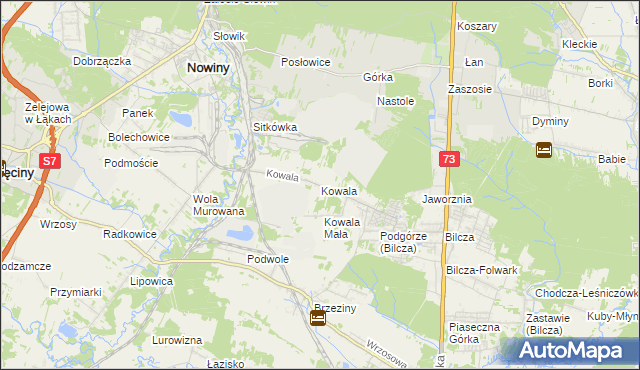 mapa Kowala gmina Sitkówka-Nowiny, Kowala gmina Sitkówka-Nowiny na mapie Targeo