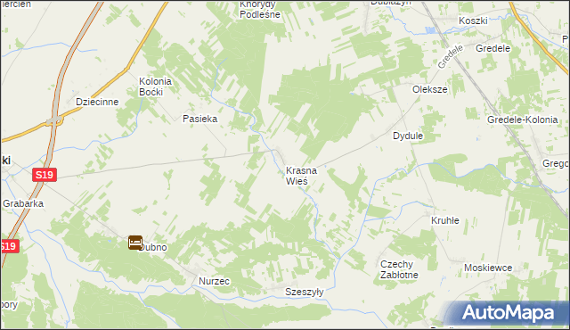 mapa Krasna Wieś, Krasna Wieś na mapie Targeo
