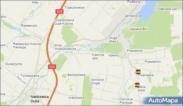mapa Krężnica Jara, Krężnica Jara na mapie Targeo