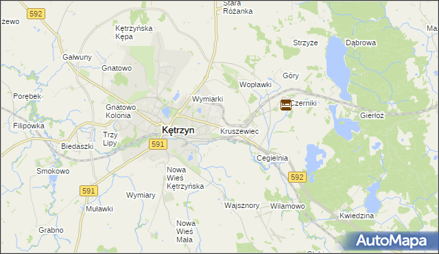 mapa Kruszewiec gmina Kętrzyn, Kruszewiec gmina Kętrzyn na mapie Targeo