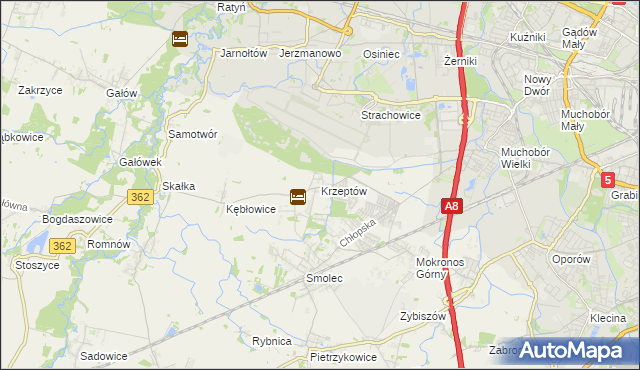 mapa Krzeptów, Krzeptów na mapie Targeo