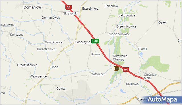 mapa Kurów gmina Wiązów, Kurów gmina Wiązów na mapie Targeo