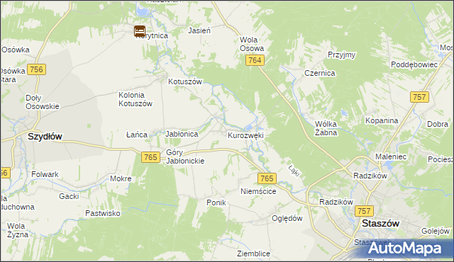 mapa Kurozwęki, Kurozwęki na mapie Targeo