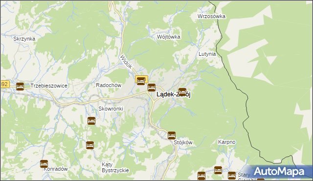 mapa Lądek-Zdrój, Lądek-Zdrój na mapie Targeo