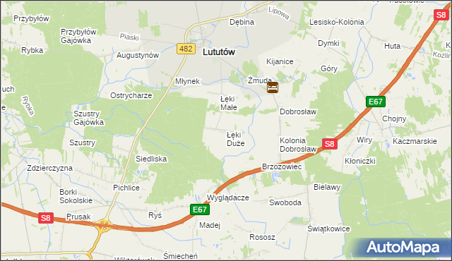 mapa Łęki Duże, Łęki Duże na mapie Targeo