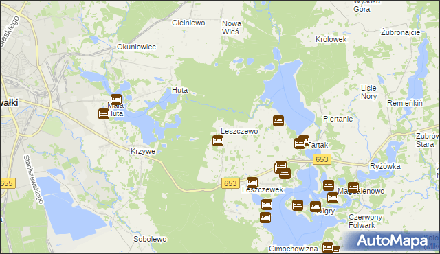 mapa Leszczewo gmina Suwałki, Leszczewo gmina Suwałki na mapie Targeo
