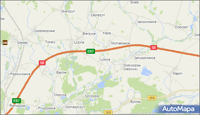 mapa Łosice gmina Długołęka, Łosice gmina Długołęka na mapie Targeo