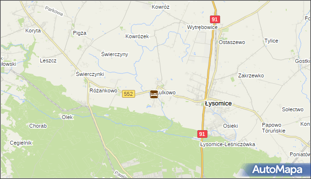 mapa Lulkowo gmina Łysomice, Lulkowo gmina Łysomice na mapie Targeo
