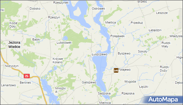 mapa Łuszczewo gmina Skulsk, Łuszczewo gmina Skulsk na mapie Targeo