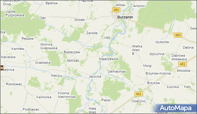 mapa Majaczewice, Majaczewice na mapie Targeo