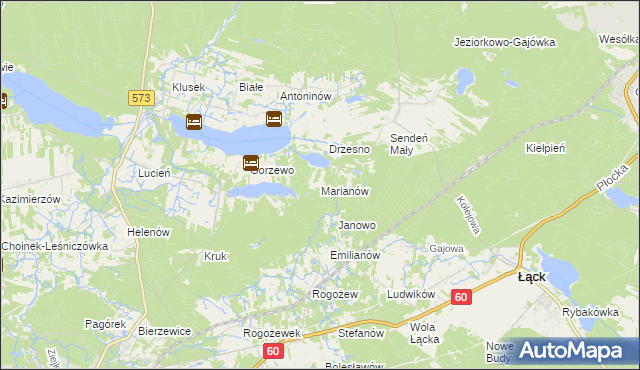 mapa Marianów gmina Gostynin, Marianów gmina Gostynin na mapie Targeo