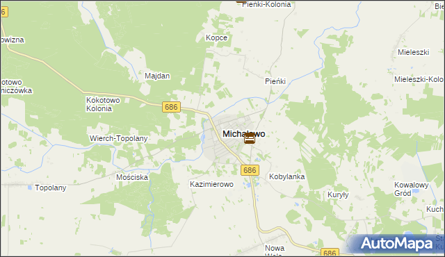 mapa Michałowo powiat białostocki, Michałowo powiat białostocki na mapie Targeo