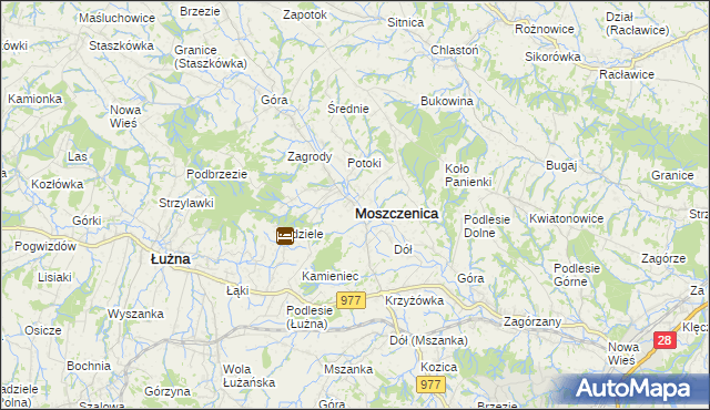 mapa Moszczenica powiat gorlicki, Moszczenica powiat gorlicki na mapie Targeo