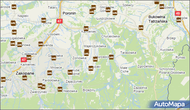 mapa Murzasichle, Murzasichle na mapie Targeo