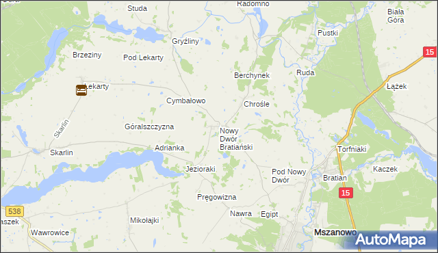 mapa Nowy Dwór Bratiański, Nowy Dwór Bratiański na mapie Targeo