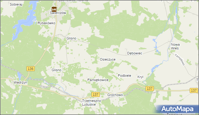 mapa Osieczyce, Osieczyce na mapie Targeo