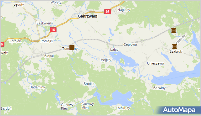 mapa Pęglity, Pęglity na mapie Targeo