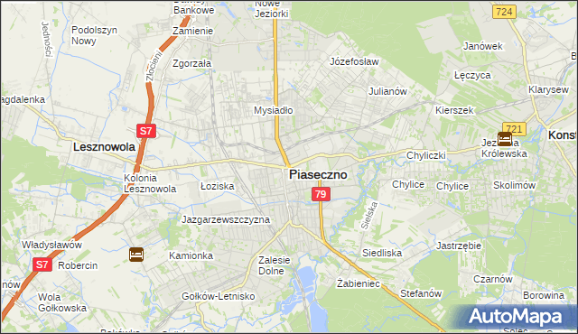mapa Piaseczno, Piaseczno na mapie Targeo