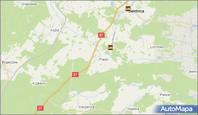 mapa Piaski gmina Świdnica, Piaski gmina Świdnica na mapie Targeo