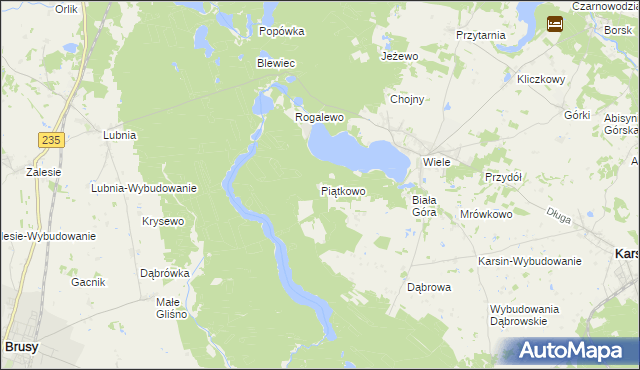 mapa Piątkowo gmina Karsin, Piątkowo gmina Karsin na mapie Targeo