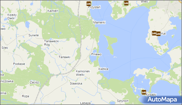 mapa Pniewo gmina Węgorzewo, Pniewo gmina Węgorzewo na mapie Targeo