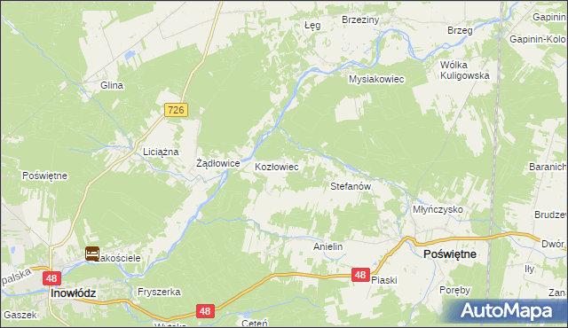 mapa Ponikła gmina Poświętne, Ponikła gmina Poświętne na mapie Targeo