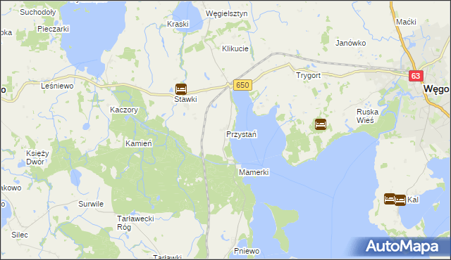 mapa Przystań gmina Węgorzewo, Przystań gmina Węgorzewo na mapie Targeo